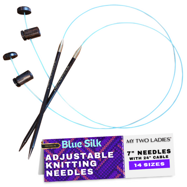 Blue Silk | Adjustable Knitting Needles | 14 Sizes